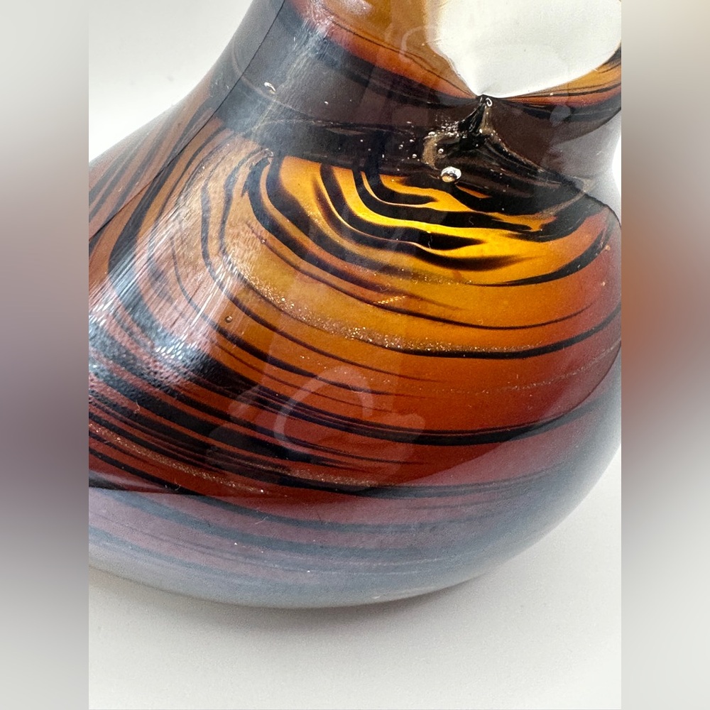 Artisan Glass Bird in Amber and Black